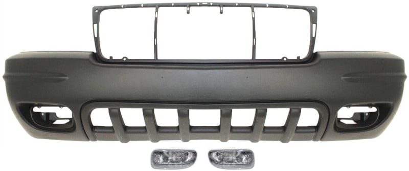 Front Bumper Cover for Jeep Grand Cherokee 2001-2003, 3-Piece Kit with Fog Lights, Replacement