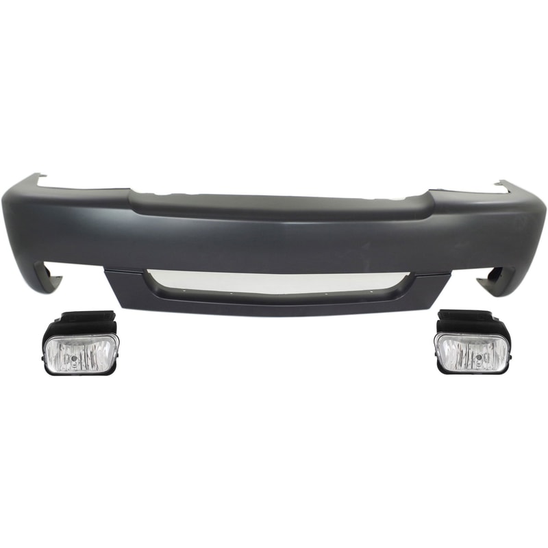 Front Bumper Cover for Chevrolet Silverado 1500 2004-2007, 3-Piece Kit with Fog Lights, Replacement