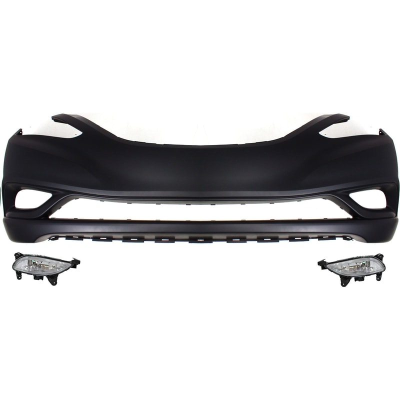 Front Bumper Cover for 2011-2013 Hyundai Sonata, 3-Piece Kit with Fog Lights, Replacement