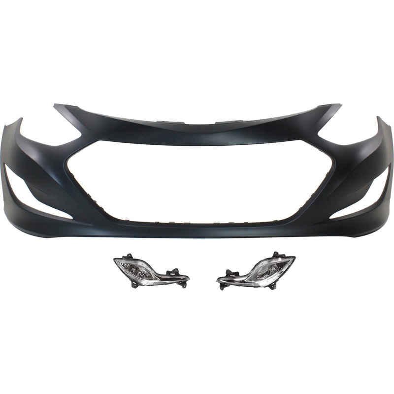 Front Bumper Cover for Hyundai Sonata 2011-2015, 3-Piece Kit with Fog Lights, Replacement