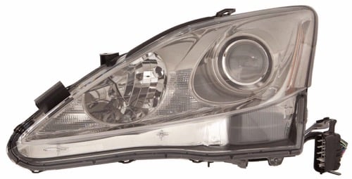 Headlight Assembly for Lexus IS250/IS350 2009-2010, Left (Driver), Halogen, Excludes C Model, CAPA-Certified Replacement