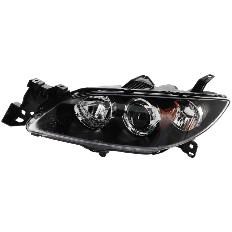 Headlight for Mazda 3 Sedan 2004-2009, Left (Driver), Lens and Housing, Halogen, Replacement
