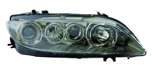 Right (Passenger) Headlight Assembly for 2003 - 2005 Mazda 6, Front Assembly Replacement Cover with Fog Lights, Type 2 Composite Body and Lens, OEM GK2C510K0C, Replacement