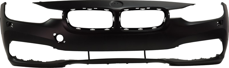 Front Bumper Cover for BMW 3-Series 2016-2019, Primed (Ready to Paint), Luxury Line without M Sport Package, with Headlight Washer Holes, Sedan 2016-2018/Wagon, Replacement