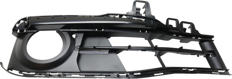 Front Fog Light Molding for BMW 3-Series 2016-2019, Right (Passenger), Textured Black, Without Chrome Bezel, Plastic, Sport Line without M Sport Package, Sedan/Wagon, Replacement. Models: 316i, 318i, 320i, 323i, 325i, 328i, 330i, 335i, 340i.