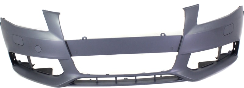 Front Bumper Cover for Audi A4 2009-2012, Primed (Ready to Paint), Without S-Line Package, with Headlight Washer Holes, Suitable for Sedan/Wagon, Replacement
