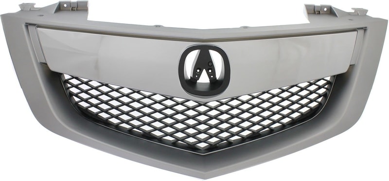 Painted Silver Shell and Insert Grille for Acura MDX 2010-2013, with Upper Bar and Technology Package Model, Replacement
