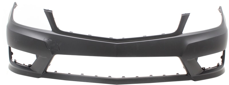 Front Bumper Cover for Mercedes-Benz C-Class 2012-2015, Primed (Ready to Paint), with AMG Styling Package, without Headlight, Ptronic, Side Marker Light Holes, Excluding C63 AMG Model, Coupe/Sedan 2012-2014, Replacement