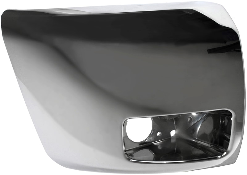 Front Bumper End Right (Passenger) for Chevrolet Silverado 1500 (2007-2013), Chrome, Plastic Face Bar Cap, with Fog Light Holes, Excludes 2007 Classic, Replacement (CAPA Certified)
