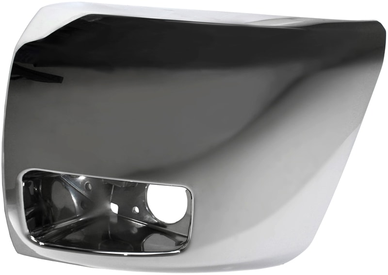 Front Bumper End Left (Driver) for Chevrolet Silverado 1500 2007-2013, Chrome Plastic Face Bar Cap with Fog Light Holes, Excludes 2007 Classic, Replacement