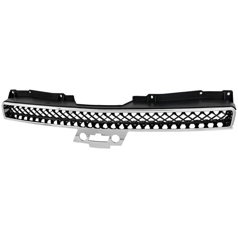 Upper Grille for Chevrolet Tahoe (2007-2014) and Avalanche (2007-2013), Plastic Material, Chrome Shell with Black Insert, Replacement