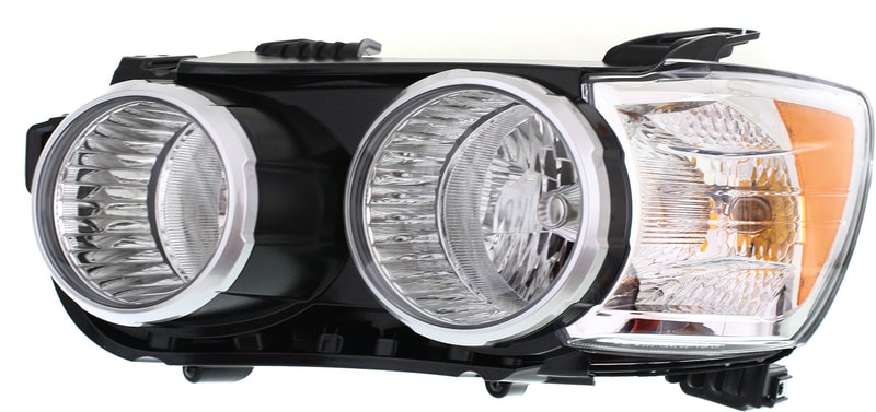 Headlight Assembly for Chevrolet Sonic 2014-2015, Left (Driver), Composite, Halogen, LTZ Model, Sedan with Dusk Package, Replacement