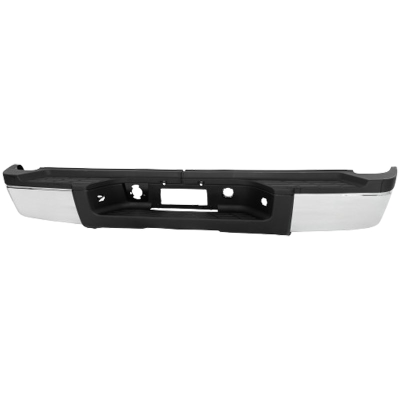 Step Bumper, Face Bar and Pad for Chevy Silverado/GMC Sierra 2500 HD, 3500 HD (2007-2010), Chrome, with Pad Provision, No Mounting Bracket, Excludes 2007 Classic, No Rear Object Sensor Holes, Single Rear Wheels, Replacement (CAPA Certified)