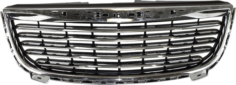 Grille for Chrysler Town and Country 2011-2016, Plastic Material with Chrome Shell and Textured Black Insert, Replacement