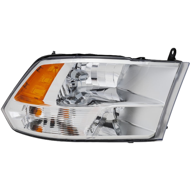 Headlight Assembly for Dodge Ram Full Size P/U 2009-2012, Right (Passenger), Halogen with Quad Lights, Code LME, Replacement (CAPA Certified)