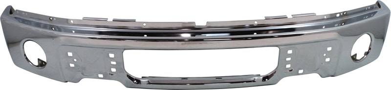 Chrome Front Bumper Face Bar for Ford F-150 2009-2014 with Fog Light Holes, Excludes Lariat Limited, Limited, Harley-Davidson, and SVT Models, Replacement