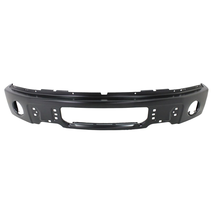 Front Bumper Face Bar for Ford F-150 2009-2014, Black, with Fog Light Holes, Excludes Lariat Limited, Limited, Harley Davidson, SVT Models, Replacement