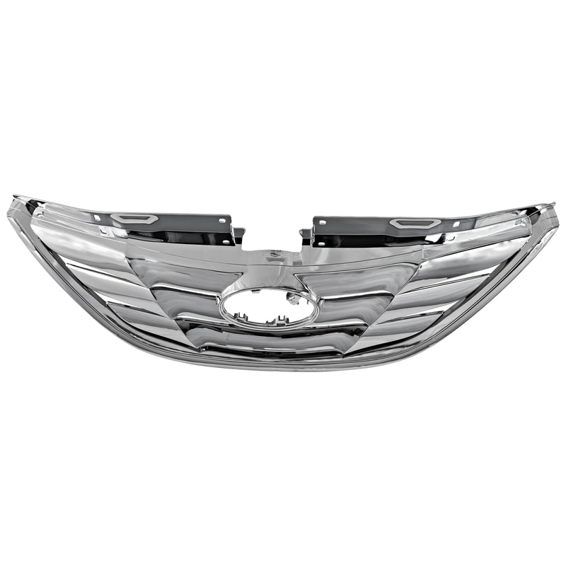 Grille for Hyundai Sonata 2011-2013, Chrome Shell and Insert, Type 1, Made from ABS Plastic, Excludes Hybrid Model, Replacement