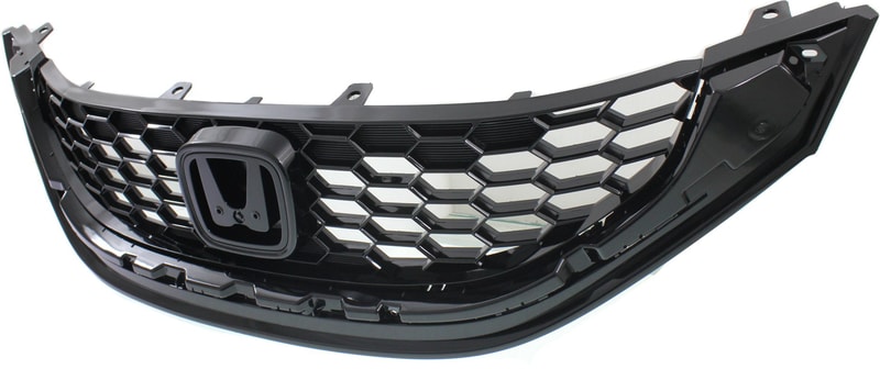 Painted Black Shell and Insert Grille for 2013-2015 Honda Civic Sedan, Suitable for EX, EX-L, SI Models, Replacement