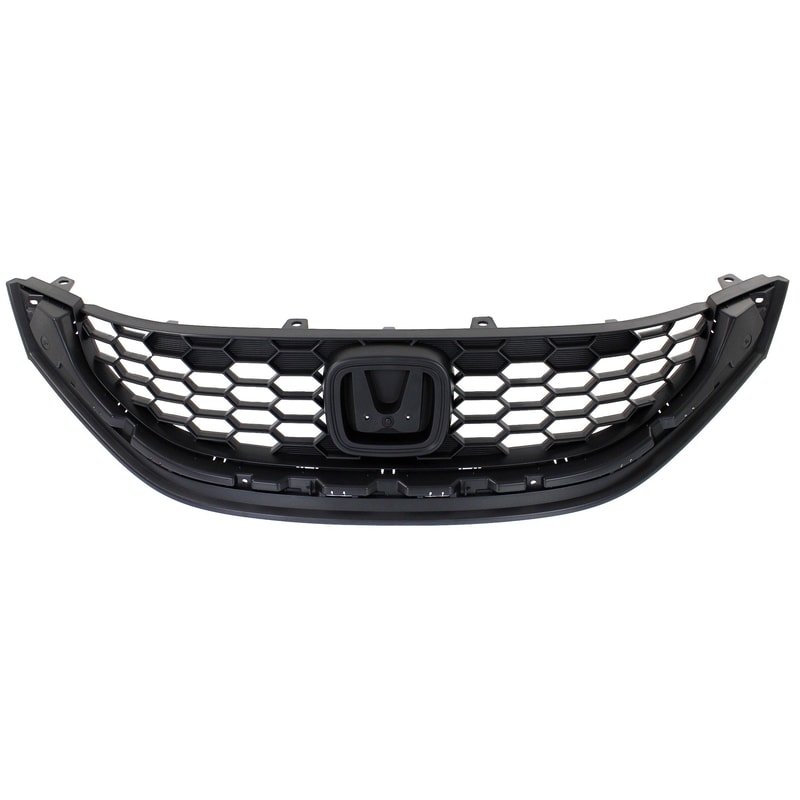 Grille for Honda Civic 2013-2015, Textured Black Shell and Insert, Sedan, HF/LX Models, Replacement