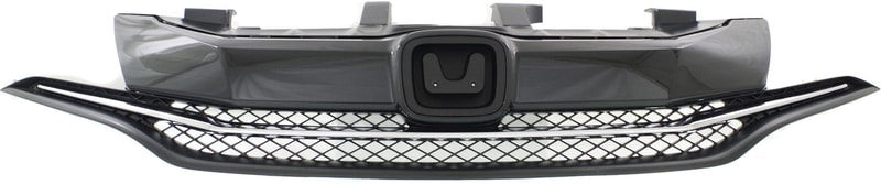 Grille for Honda CIVIC 2014-2015, Textured Insert with Chrome Trim, Excludes Si Model, Coupe, Replacement (CAPA Certified)