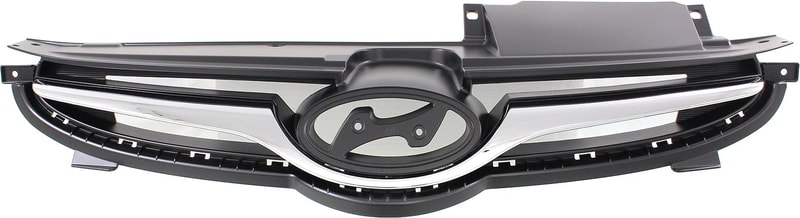 Black Shell and Chrome Insert Grille for 2014-2015 Hyundai Elantra, Sedan, Korea Built Vehicle Replacement