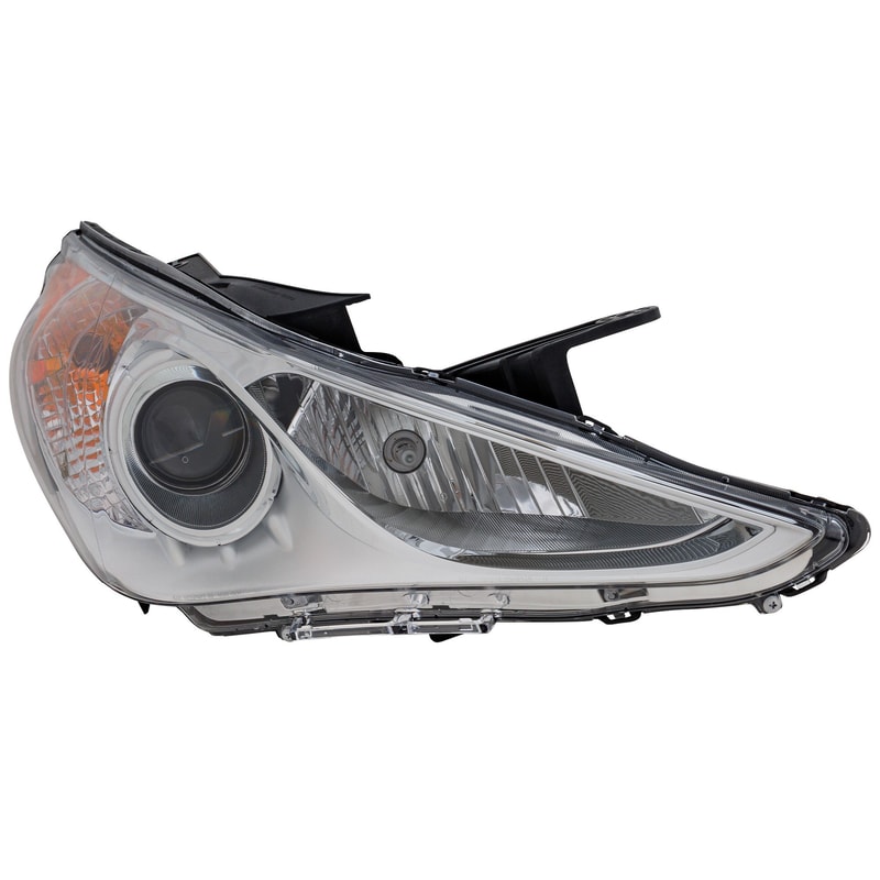 Headlight Assembly for Hyundai Sonata 2011-2014, Right (Passenger) Side, Halogen Type 1, White Interior, Excludes Hybrid Model, Replacement