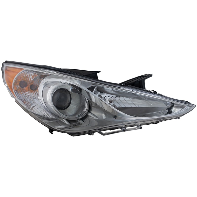 Right (Passenger) Halogen Headlight Assembly for Hyundai Sonata 2011-2014, Type 2, Chrome Interior, Excludes Hybrid Model, Replacement