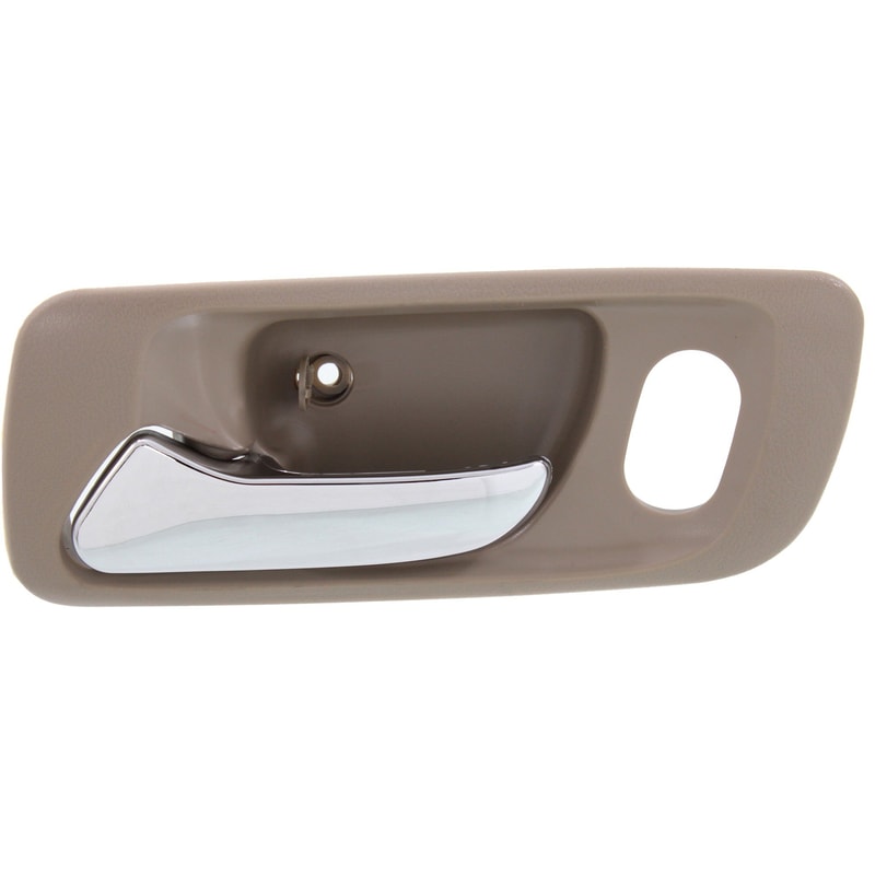 Front Interior Door Handle for Honda Accord 1998-2002/Odyssey 1999-2004, Left (Driver), Chrome Lever + Beige Housing, with Hole, Replacement