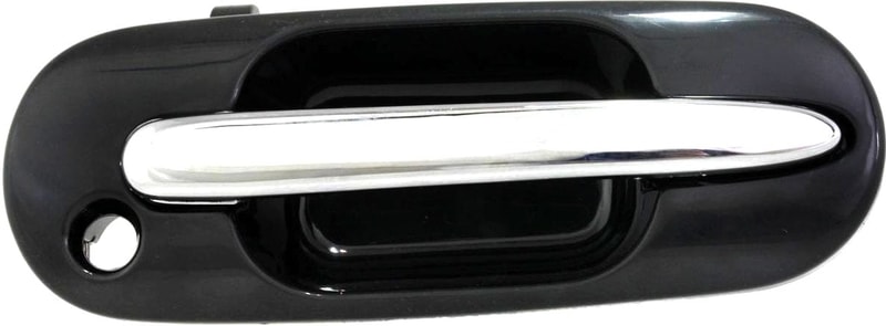 Front Exterior Door Handle for Honda CR-V 1997-2001, Right (Passenger) Side, Chrome Lever+Smooth Black (PTM) Base with Keyhole, Replacement