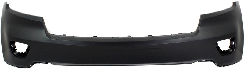 Front Bumper Cover for Jeep Grand Cherokee 2011-2013, Upper Section, Primed (Ready to Paint), without Headlight Washer Holes, with Chrome Trim, fits Laredo, Limited, Overland Models, Replacement