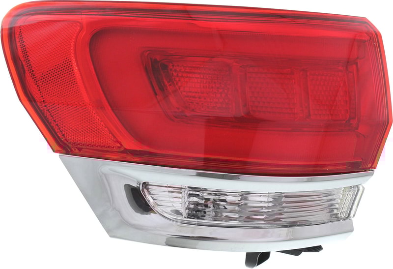 Tail Light Assembly for Grand Cherokee WK 2014-2022, Left (Driver), Outer, Excluding SRT/Trailhawk/Trackhawk Models, with Chrome Trim, Jeep, Replacement