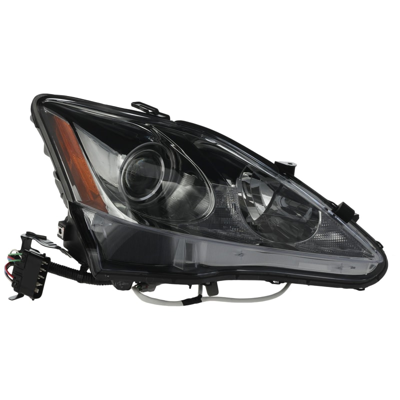 Headlight for Lexus IS250/IS350 (2006-2008), Right (Passenger) Side, Lens and Housing, Halogen, Without Auto Leveling Lights, Replacement