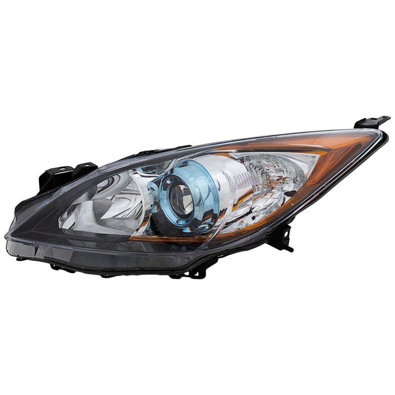 Headlight for 2012-2013 Mazda 3, Left (Driver) Side, Lens and Housing, Halogen, 6-Speed Transmission, Suitable for Hatchback/Sedan, Replacement