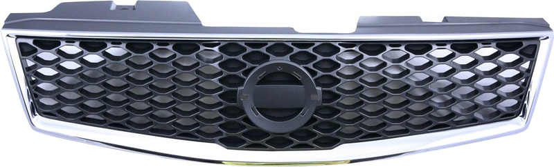 Grille for 2007-2012 Nissan Sentra, Chrome Shell/Painted Dark Gray Insert, Fits SR 2.0 and 2.5L Engine, Replacement