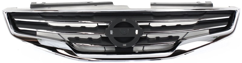 Grille for Nissan Altima Sedan, 2010-2012, Chrome Shell with Black Insert, Replacement
