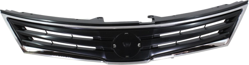 Chrome Shell/Painted Black Insert Grille for 2010-2012 Nissan Versa, 1.8L Engine, Replacement