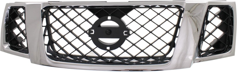 Grille for Nissan Pathfinder 2008-2012, Chrome Shell with Painted Black Insert, Replacement
