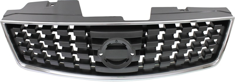 Grille for Nissan Sentra 2008-2009, Chrome Shell with Painted Dark Silver Black Insert for Base, S, and SL Models, Replacement
