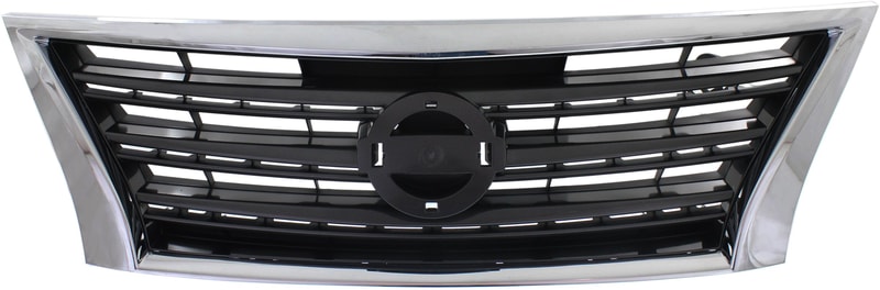 Grille for Nissan Sentra 2013-2015, Chrome Shell with Dark Gray Insert, Sport Type, Compatible with SR Models, Replacement