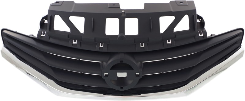 Grille for Nissan VERSA NOTE 2014-2016, Gray Shell and Insert, with Chrome Molding, Excluding SR Model, Replacement