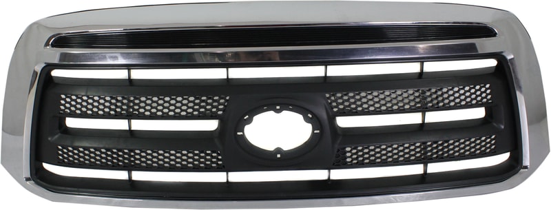 Chrome Shell/Textured Black Insert Grille for Toyota Tundra 2010-2013, Base Model, without Sport Package, Rock Warrior Package, Chrome Bumper, Replacement