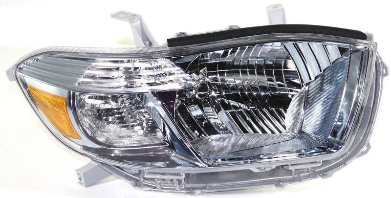 Headlight for Toyota Highlander 2008-2010, Right (Passenger) Side, Lens and Housing, Halogen, Suitable for Hybrid Models, Replacement