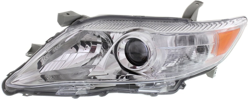 Headlight for 2010-2011 Toyota Camry Left (Driver), Lens and Housing with Chrome Interior, Excluding Hybrid Model, for Japan Built Vehicle, Replacement