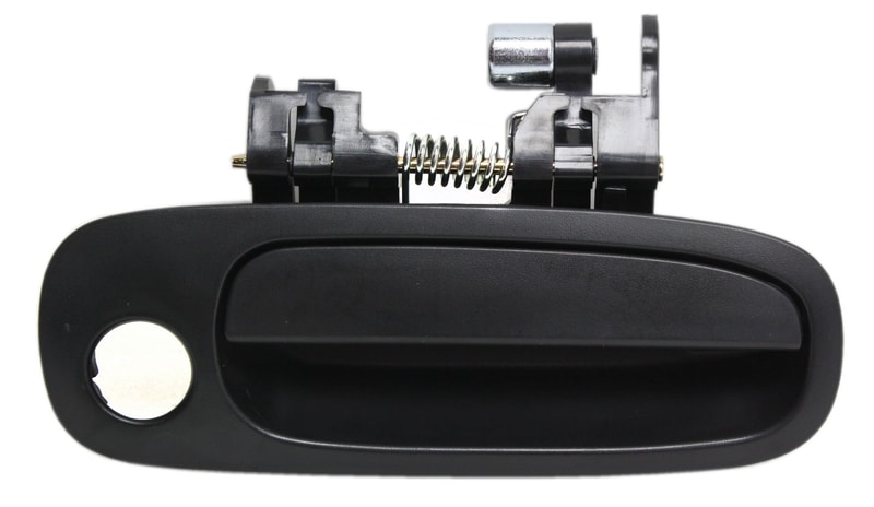 Front Exterior Door Handle for Toyota Corolla/Chevrolet Prizm 1998-2002, Right (Passenger) Side, Textured Black with Keyhole, Replacement