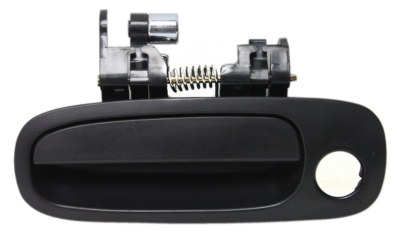 Front Exterior Door Handle for Toyota Corolla/Chevrolet Prizm 1998-2002, Left (Driver), Textured Black with Keyhole, Replacement