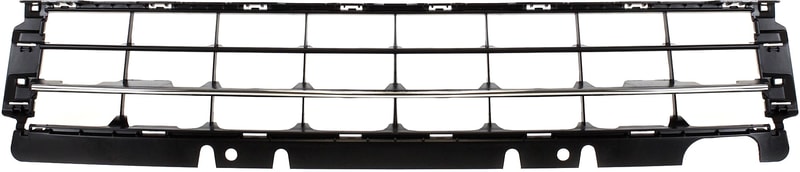 Front Bumper Grille for Volkswagen Beetle 2012-2016, Center Position, Black with Chrome Molding, Convertible/Hatchback, From June 2011, Replacement