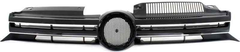 Textured Black Shell and Insert Grille with Chrome Insert Molding for 2010-2014 Volkswagen Golf, 6-Speed Transmission, Hatchback, Replacement
