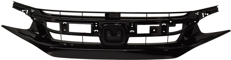 Grille for Honda Civic 2019-2021, Painted Black Shell and Insert, Sport Model, for Coupe/Sedan, Replacement