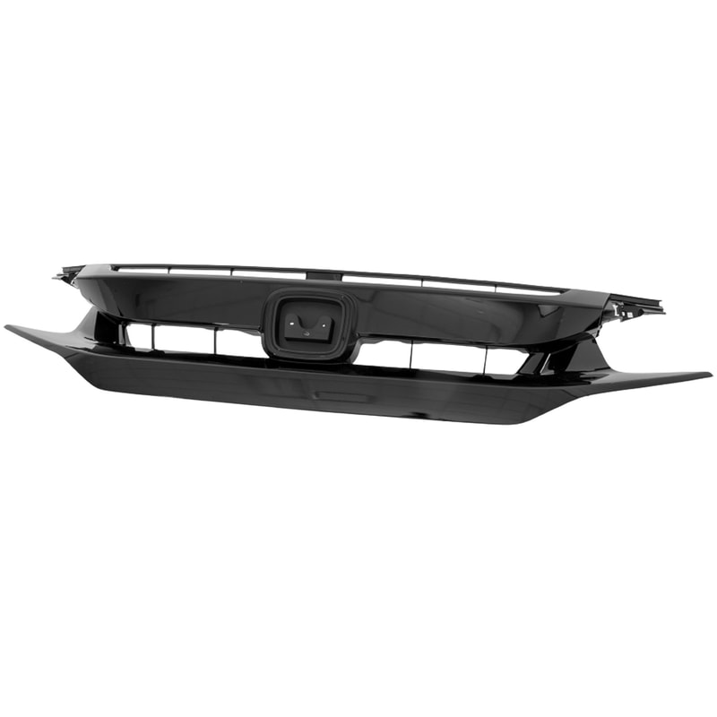 Painted Black Grille Shell and Insert for 2020-2021 Honda Civic Hatchback, Excludes Type R Model, Replacement